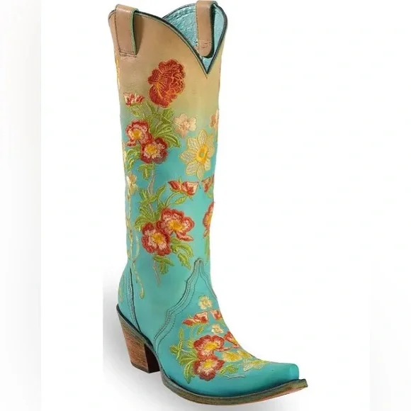 Corral Shoes Corral Womens C334 Turquoise Orange Floral Embroidery Cowboy Boot Sz 7 Poshmark